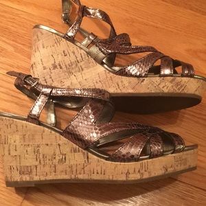 Strappy Silver Wedge Sandals